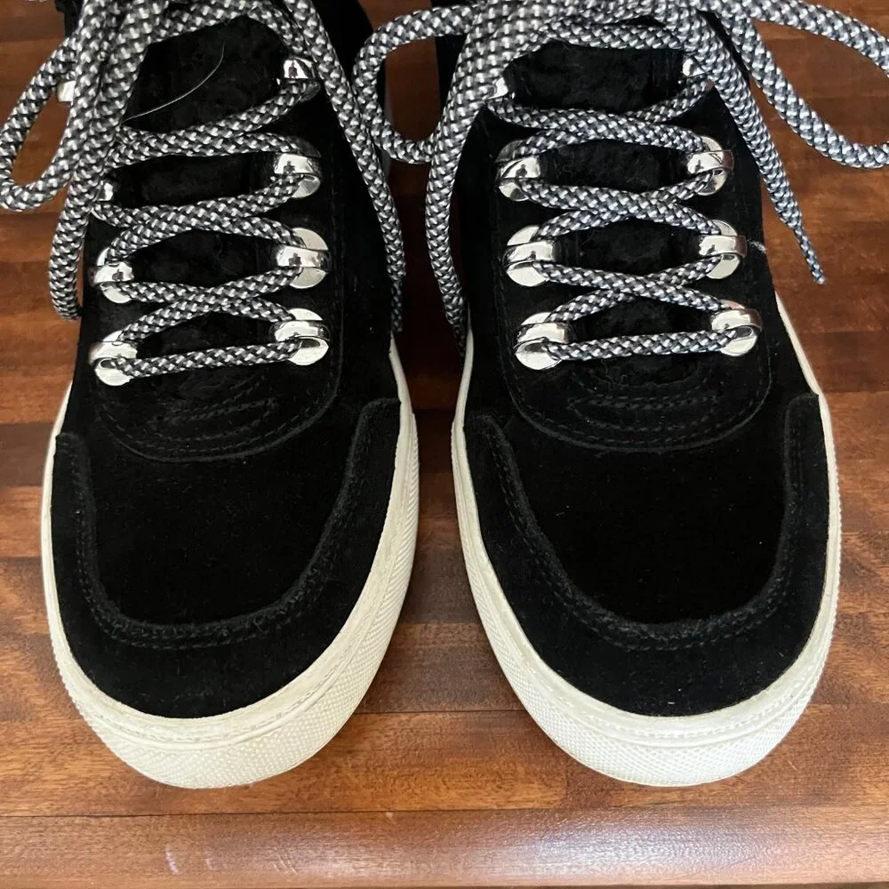Marc Fisher Women's Summa Hi Top Sneaker Black Suede Sporty Urban Casual Size 7